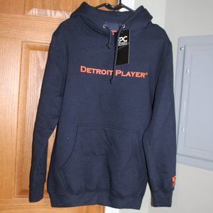 Detroit Player - Men's Blue Hoodie Hooded Sweatshirt - Size Small *** DIRT SPOTS